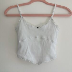 ASOS white picot trim hem cami tank — size xs